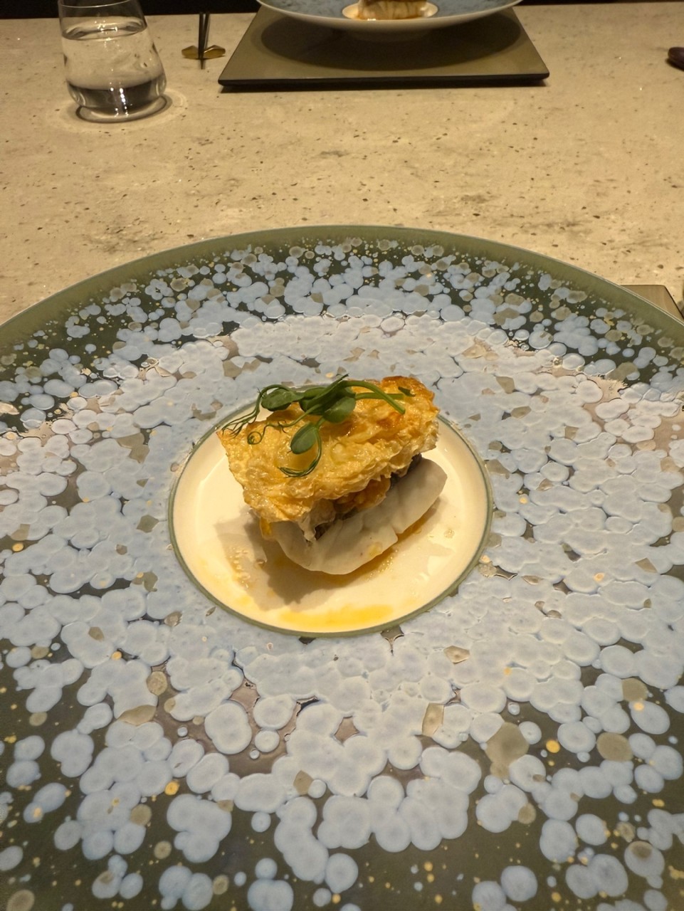 PIECE Amuse Bouche - Ham and Pea Tart, Burdock Fritters